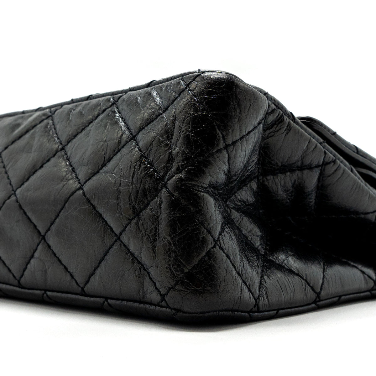 CHANEL 2.55 226 REISSUE DOUBLE FLAP BAG GRAINED CALFSKIN BLACK SHW