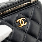 CHANEL 22S PEARL CRUSH MINI VANITY WITH CHAIN LAMBSKIN BLACK GHW