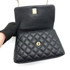 CHANEL MINI COCO HANDLE FLAP CAVIAR IN BLACK GHW
