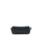 CHANEL SMALL GABRIELLE HOBO BAG WITH HANDLE CROC-EMBOSSED CALFSKIN BLACK GOLD/SILVER HARDWARE