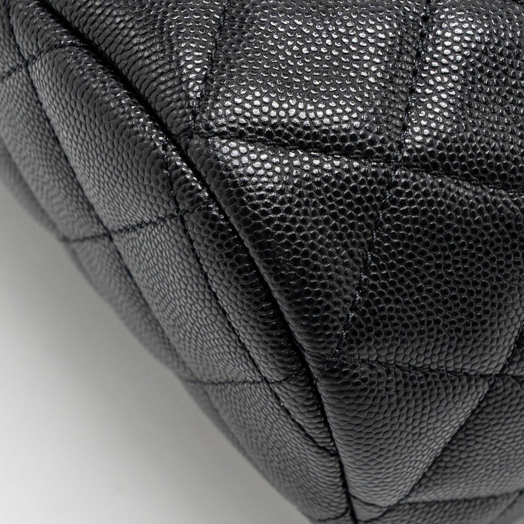 CHANEL QUILTED MINI BACKPACK CAVIAR BLACK LGHW (MICROCHIP)