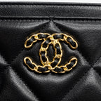 CHANEL 19 CARDHOLDER LAMBSKIN BLACK GHW