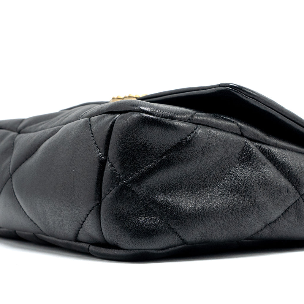 CHANEL SMALL 19 BAG LAMBSKIN BLACK MULTICOLOUR HARDWARE (MICROCHIP)