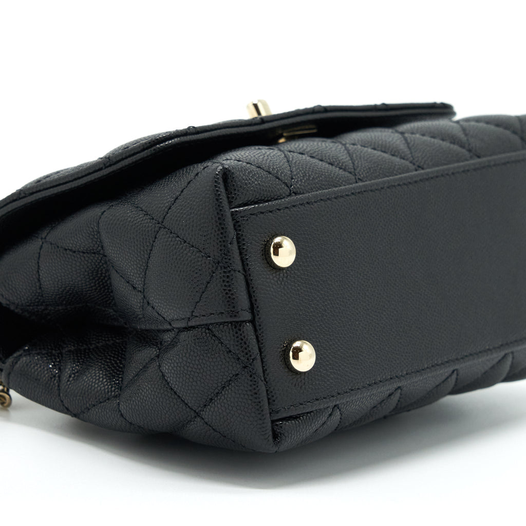 CHANEL MINI COCO HANDLE CAVIAR BLACK LGHW (MICROCHIP)