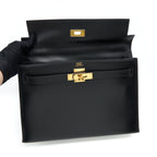 HERMES KELLY 32 BOX LEATHER BLACK GHW