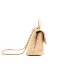CHANEL CAVIER LARGE COCO HANDLE FLAP BAG BEIGE GHW