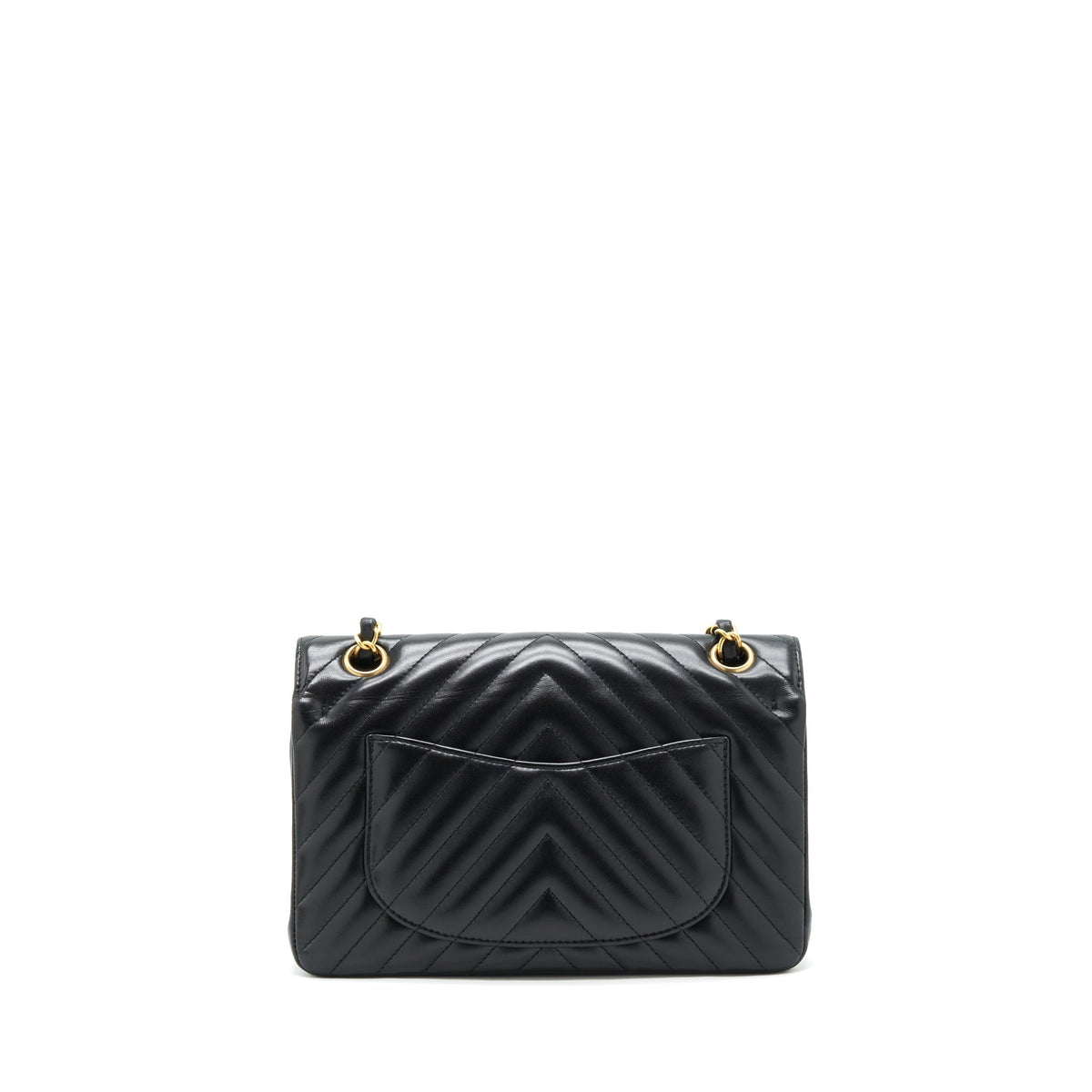 CHANEL SMALL CLASSIC DOUBLE FLAP BAG CHEVRON LAMBSKIN BLACK GHW