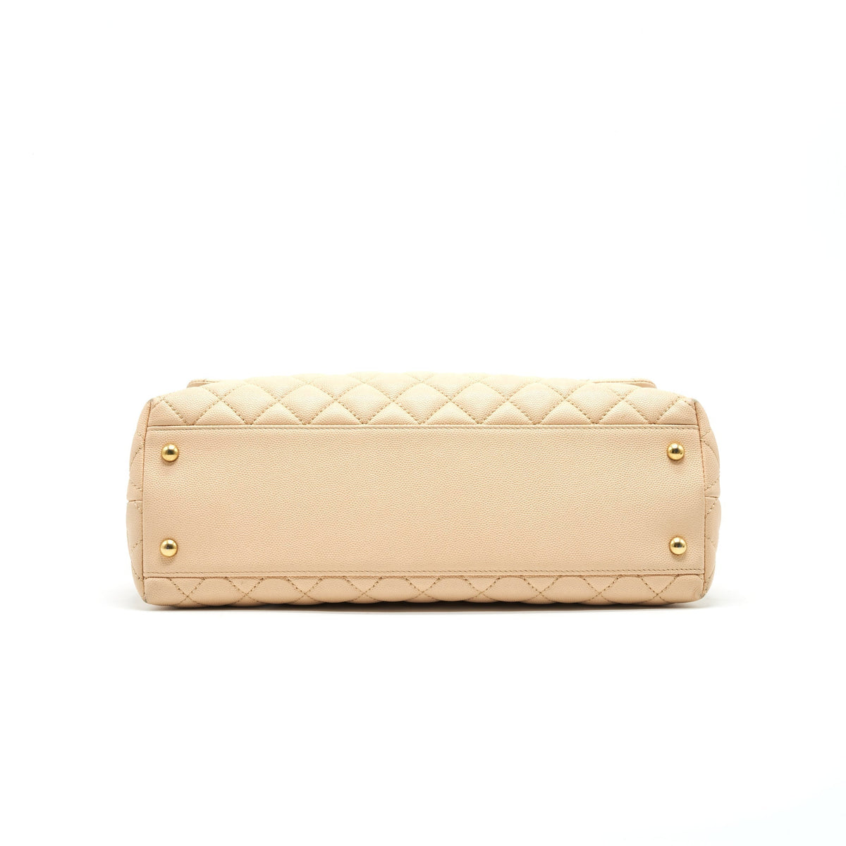 CHANEL CAVIER LARGE COCO HANDLE FLAP BAG BEIGE GHW