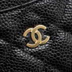 CHANEL CLASSIC CARD HOLDER CAVIAR BLACK GHW (MICROCHIP)