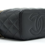 CHANEL 22A MINI TOP HANDLE LONG VANITY WITH CHAIN LAMBSKIN BLACK LGHW (MICROCHIP)