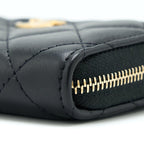 CHANEL 22C PEARL CRUSH CARD HOLDER WITH CHAIN LAMBSKIN BLACK GHW