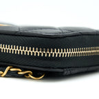 CHANEL 22C PEARL CRUSH CARD HOLDER WITH CHAIN LAMBSKIN BLACK GHW