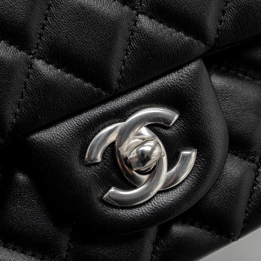 CHANEL MINI RECTANGULAR FLAP BAG LAMBSKIN BLACK SHW (MICROCHIP)