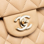 CHANEL MEDIUM CLASSIC DOUBLE FLAP BAG CAVIAR DARK BEIGE LGHW
