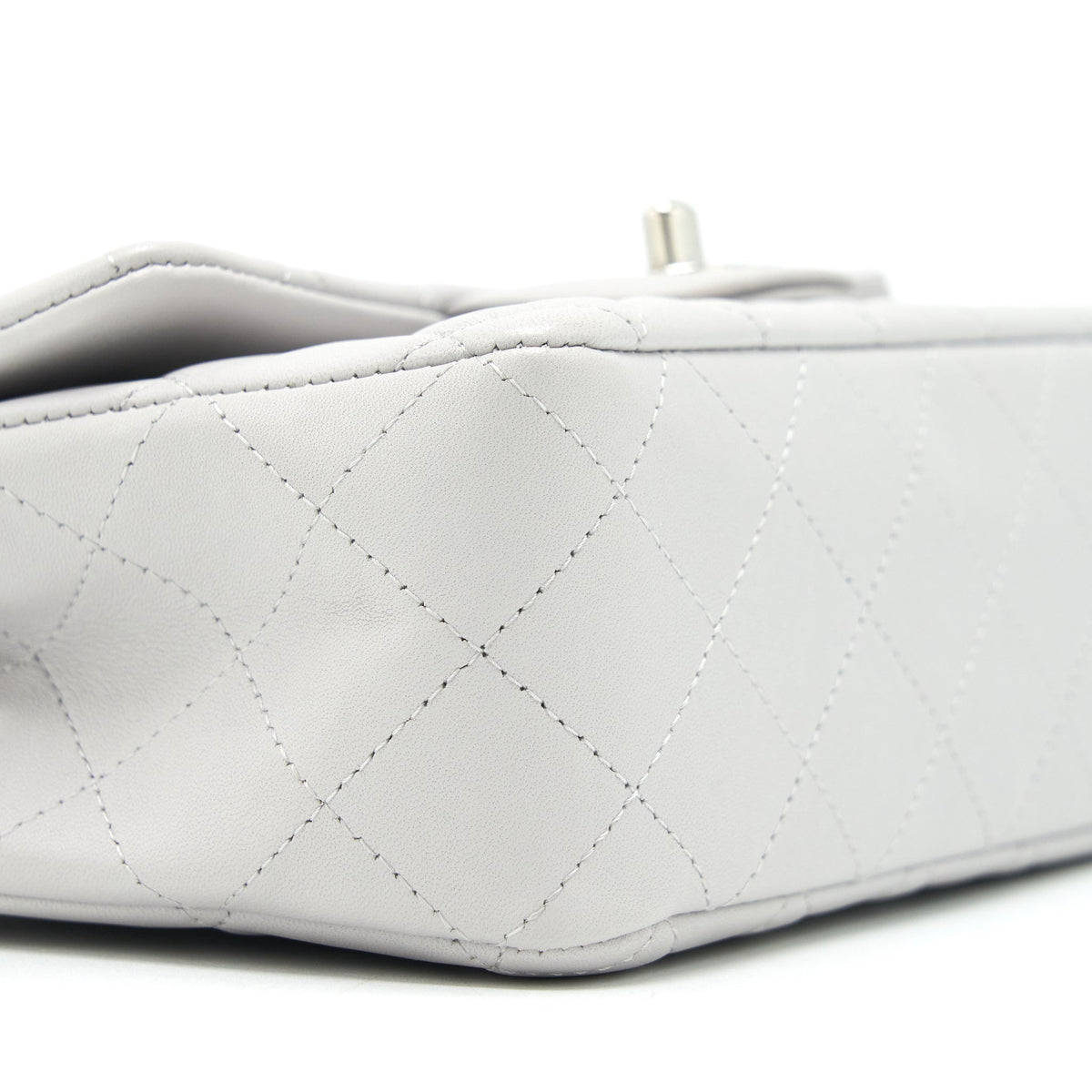 CHANEL MINI RECTANGULAR FLAP BAG LAMBSKIN LIGHT GREY SHW