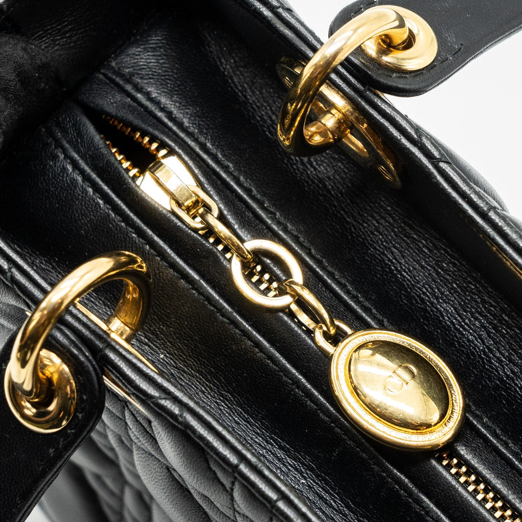 DIOR MEDIUM LADY DIOR LAMBSKIN BLACK GHW