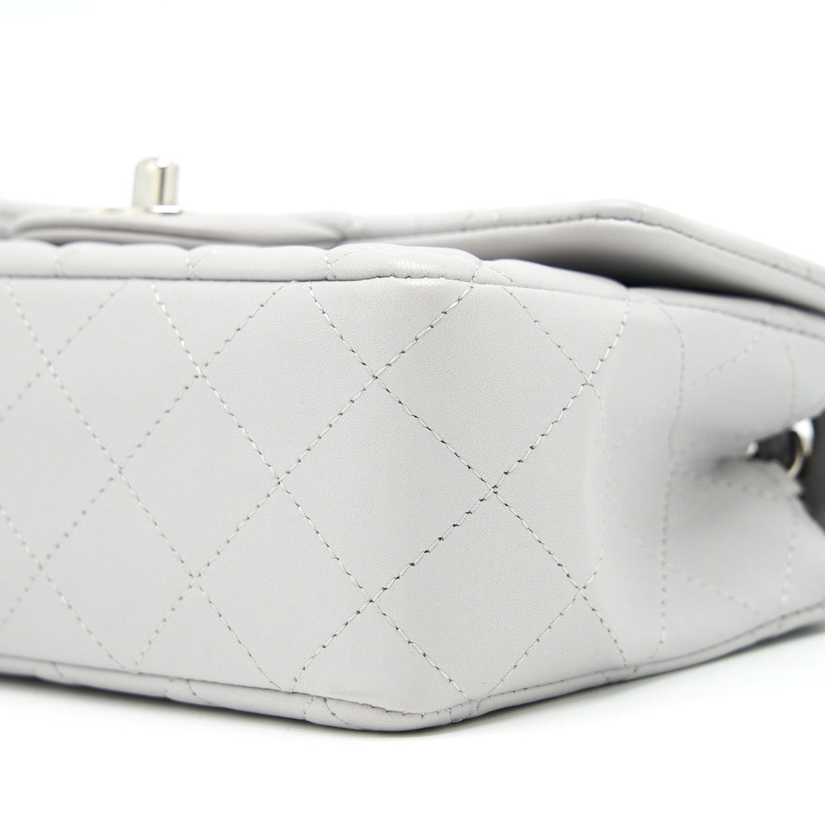 CHANEL MINI RECTANGULAR FLAP BAG LAMBSKIN LIGHT GREY SHW