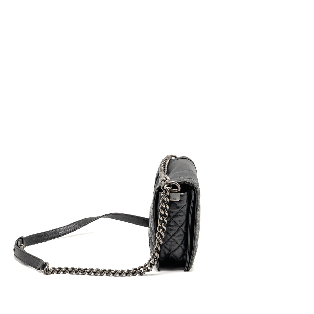 Chanel new medium boy bag soft calfskin black ruthenium silver hardware