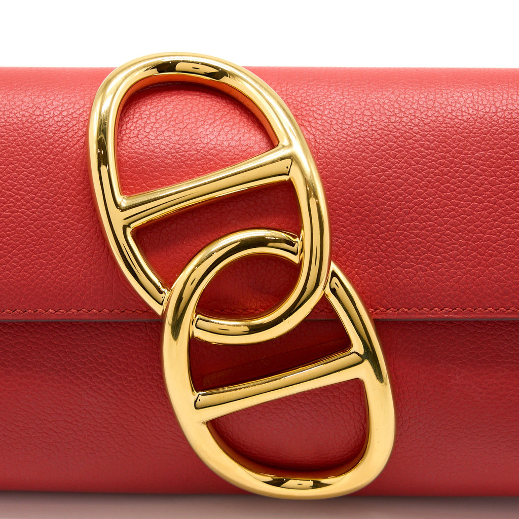 Hermes Egee Clutch Orange Red GHW