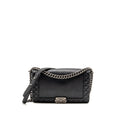 Chanel new medium boy bag soft calfskin black ruthenium silver hardware