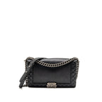 Chanel new medium boy bag soft calfskin black ruthenium silver hardware