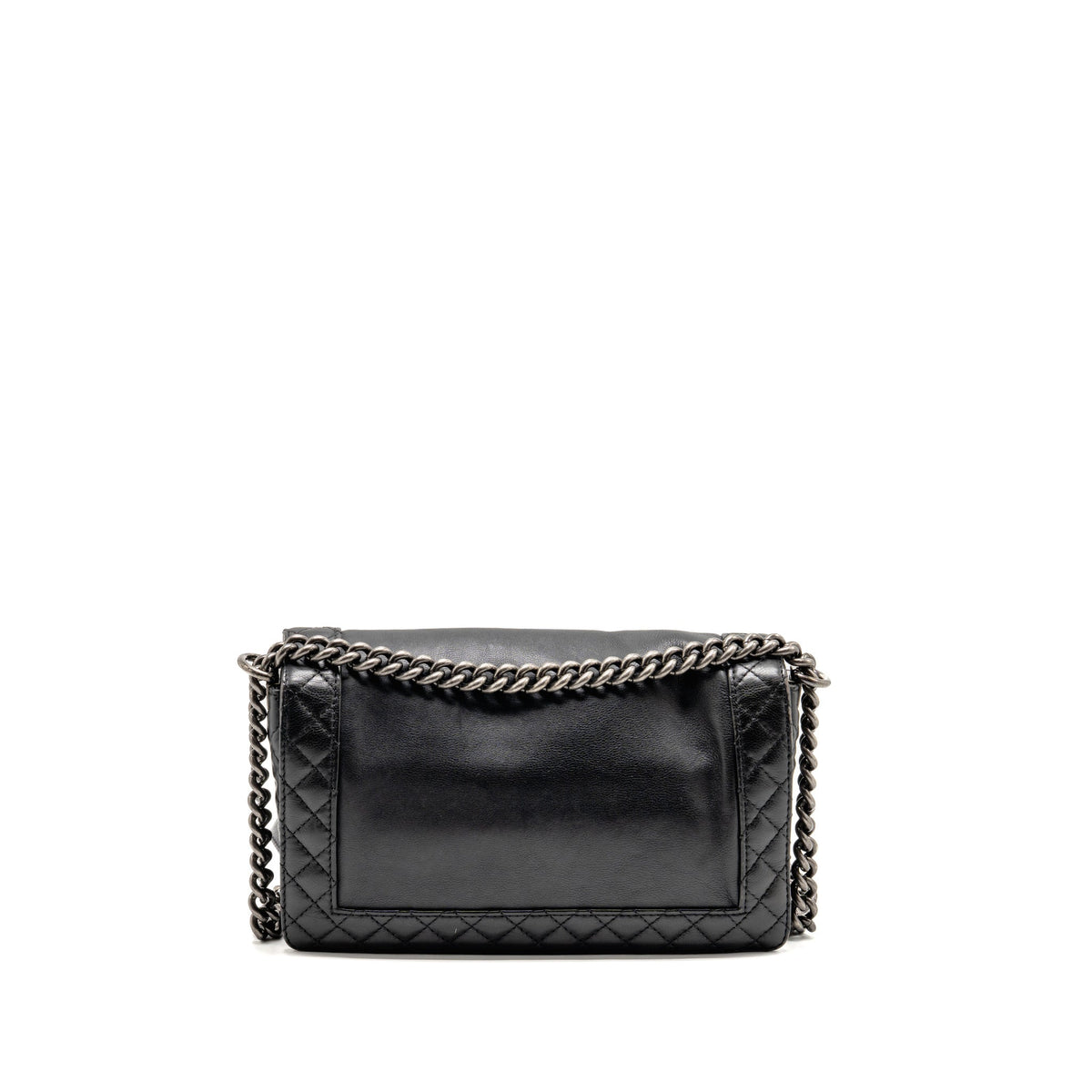 Chanel new medium boy bag soft calfskin black ruthenium silver hardware