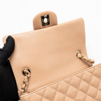 CHANEL MINI RECTANGULAR FLAP BAG LAMBSKIN DARK BEIGE LGHW (MICROCHIP)