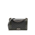 Chanel new medium boy bag goatskin/patent grey ruthenium silver hardware