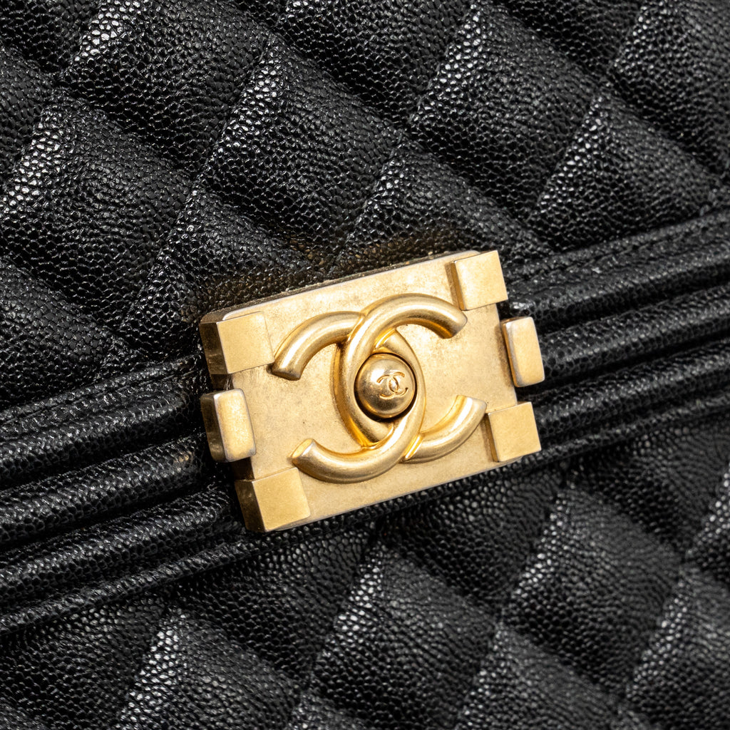 CHANEL NORTH SOUTH/VERTICAL BOY BAG CAVIAR BLACK GHW