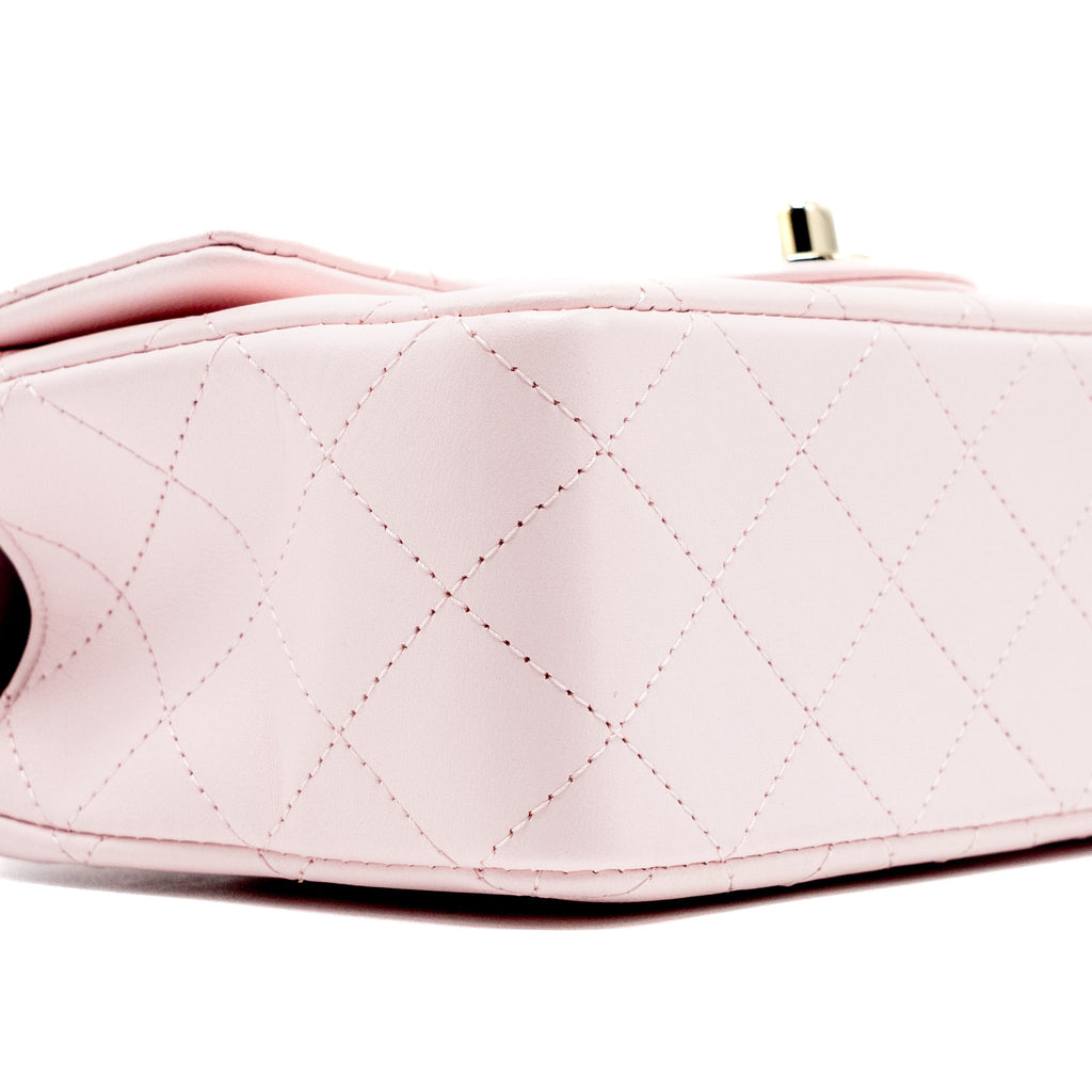 CHANEL TOP HANDLE MINI RECTANGULAR FLAP BAG LAMBSKIN LIGHT PINK LGHW(MICROCHIP)