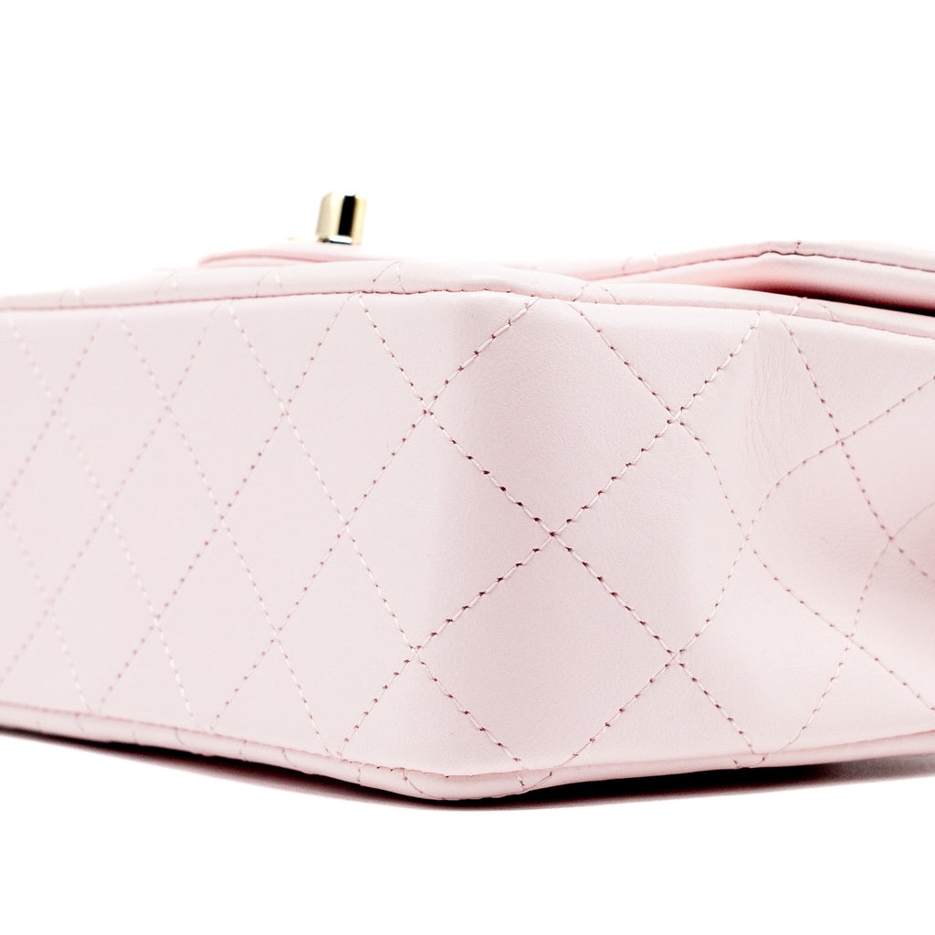 CHANEL TOP HANDLE MINI RECTANGULAR FLAP BAG LAMBSKIN LIGHT PINK LGHW(MICROCHIP)