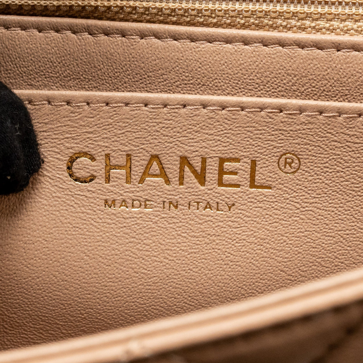 CHANEL MINI RECTANGULAR FLAP BAG LAMBSKIN DARK BEIGE LGHW (MICROCHIP)