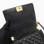 CHANEL NORTH SOUTH/VERTICAL BOY BAG CAVIAR BLACK GHW