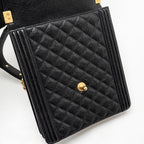 CHANEL NORTH SOUTH/VERTICAL BOY BAG CAVIAR BLACK GHW