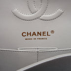 CHANEL 21A SMALL CLASSIC DOUBLE FLAP BAG CAVIAR NC634 LIGHT GREY LGHW