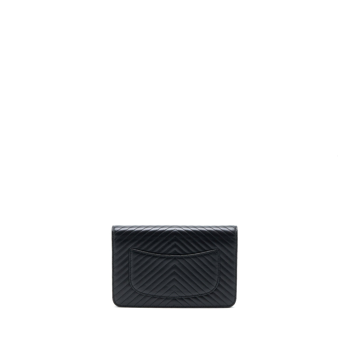 CHANEL CHEVRON WALLET ON CHAIN BLACK WITH BLACK HARDWARE
