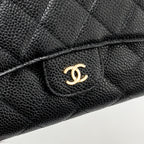 CHANEL CLASSIC CC FLAP LONG WALLET CAVIAR BLACK GHW