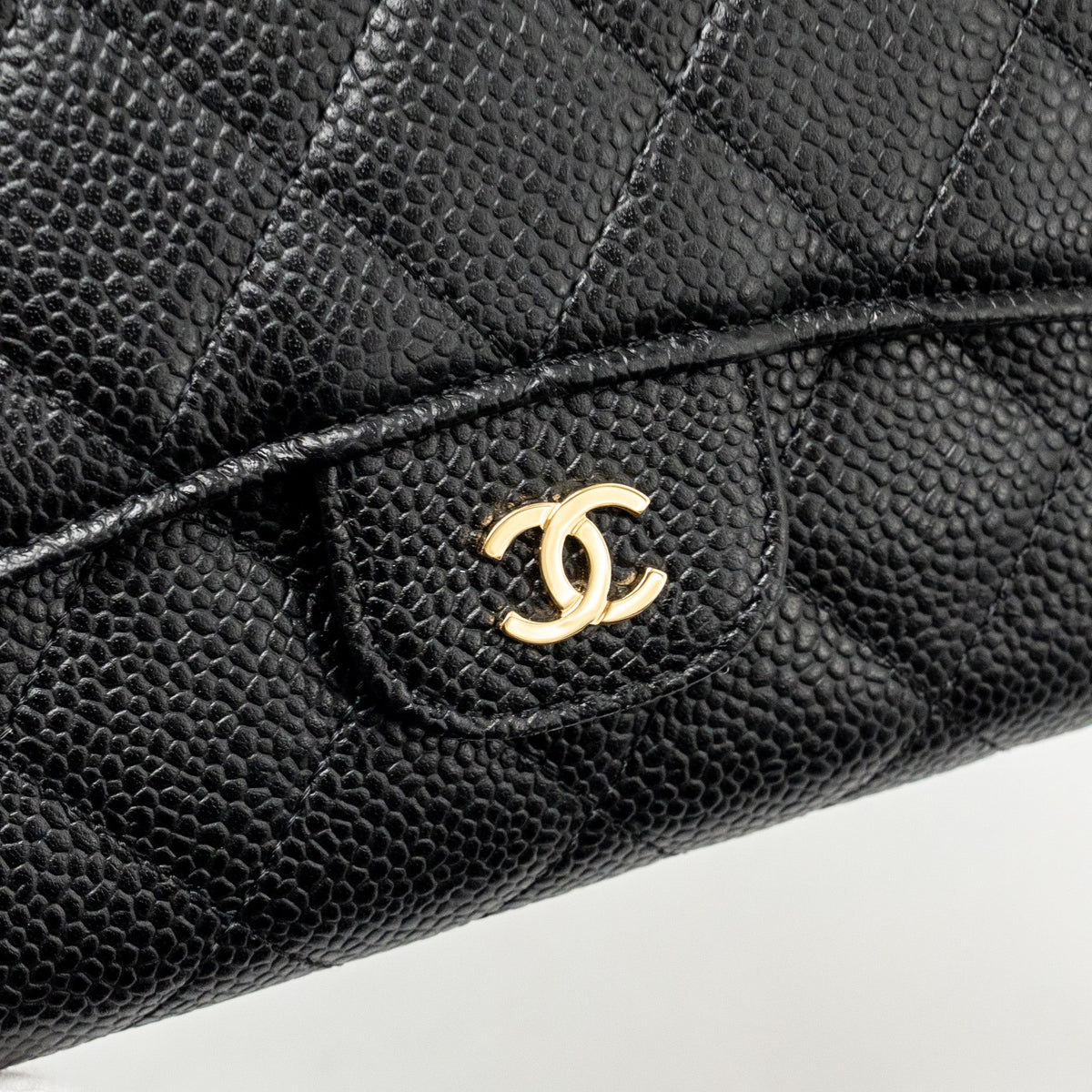 CHANEL CLASSIC CC FLAP LONG WALLET CAVIAR BLACK GHW