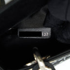 DIOR MINI LADY DIOR SATIN BLACK WITH CRYSTAL BLACK SHW
