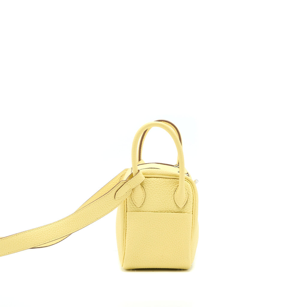 Hermes Mini Lindy Clemence 1Z Jaune Poussin SHW