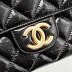 CHANEL HOBO BAG SHINY CALFSKIN BLACK GHW (MICROCHIP)