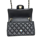 CHANEL MINI RECTANGULAR FLAP BAG LAMBSKIN BLACK LGHW (MICROCHIP)