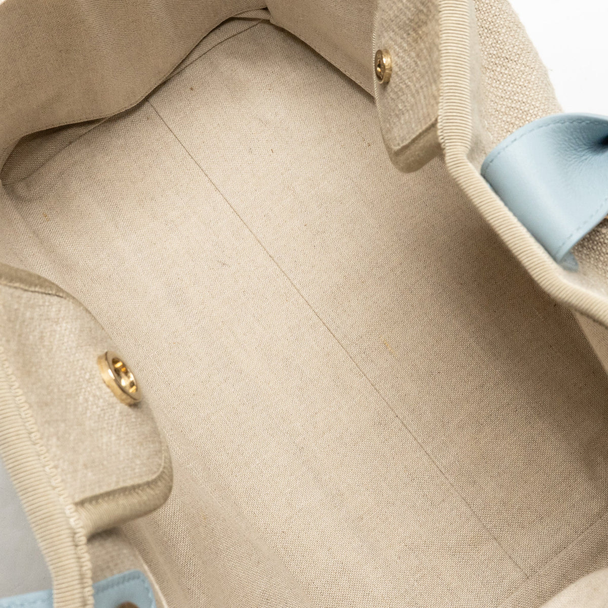 Chanel Deauville tote bag canvas / leather beige / light blue LGHW (microchip)