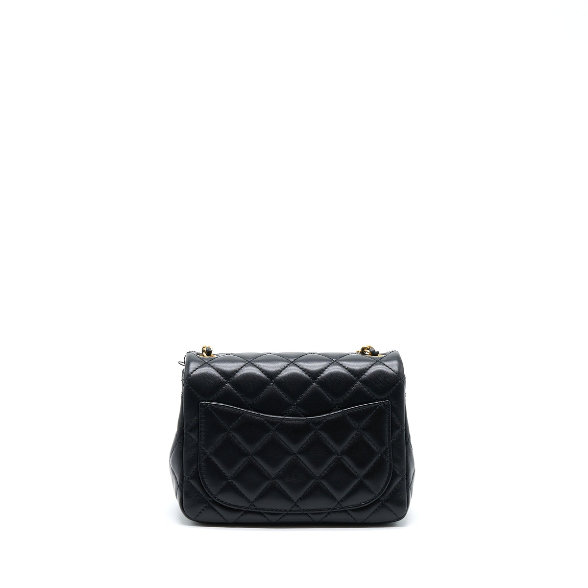 CHANEL PEARL CRUSH MINI SQUARE FLAP BAG LAMBSKIN BLACK GHW (MICROCHIP)