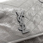 Saint Laurent/YSL Niki Baby Flap Bag Vintage Calfskin Grey Ruthenium Hardware