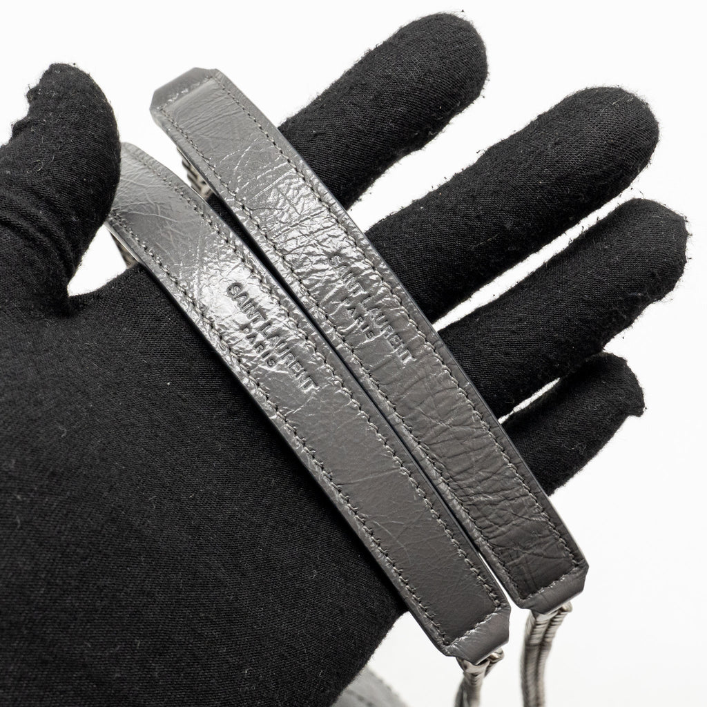 Saint Laurent/YSL Niki Baby Flap Bag Vintage Calfskin Grey Ruthenium Hardware