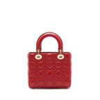 DIOR SMALL LADY DIOR BAG LAMBSKIN RED LGHW