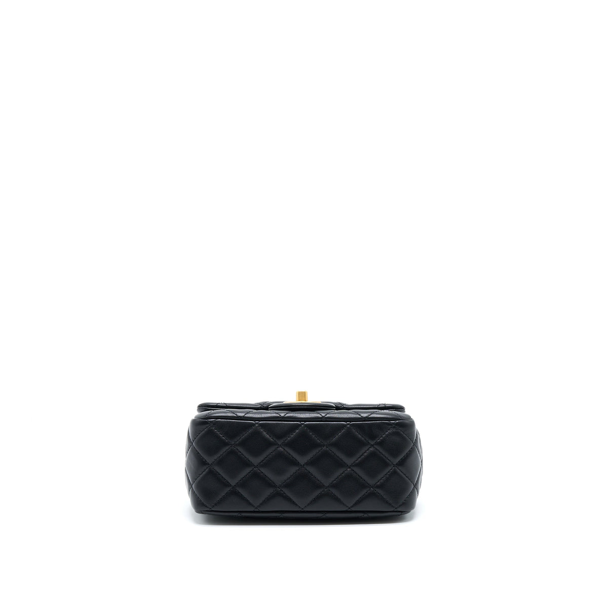 CHANEL PEARL CRUSH MINI SQUARE FLAP BAG LAMBSKIN BLACK GHW (MICROCHIP)