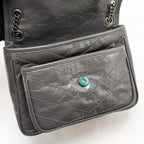 Saint Laurent/YSL Niki Baby Flap Bag Vintage Calfskin Grey Ruthenium Hardware