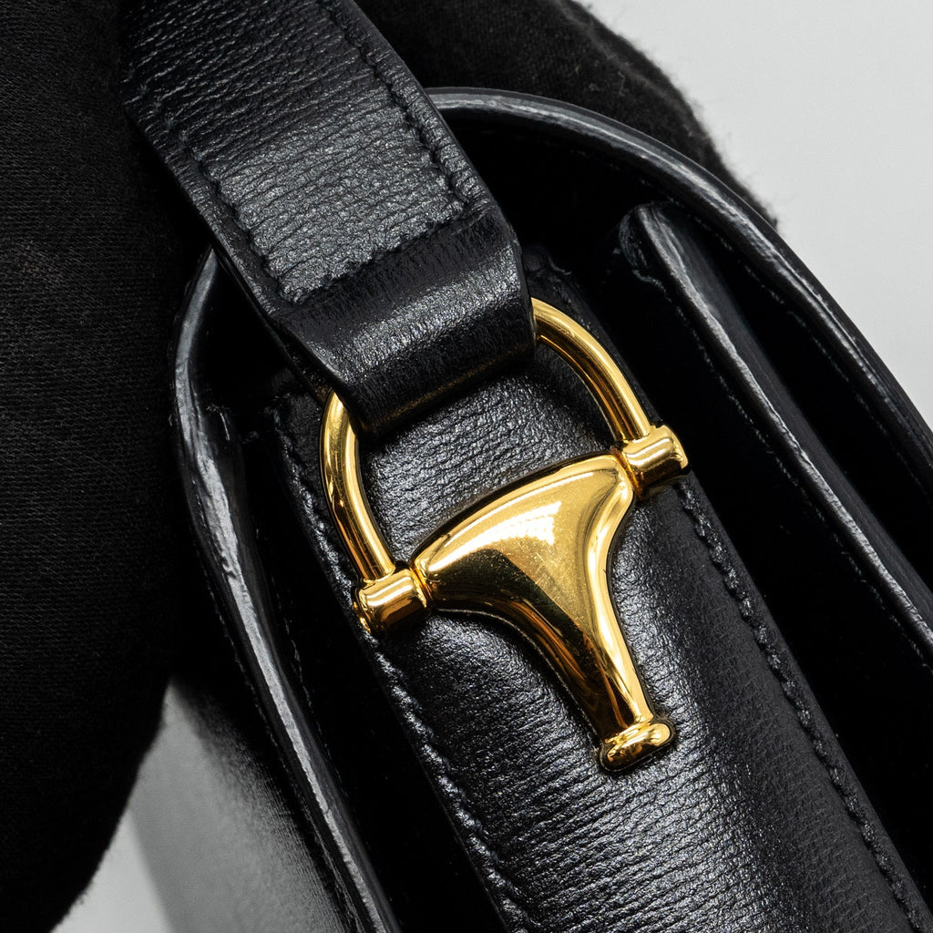 GUCCI HORSEBIT 1955 SHOULDER BAG LEATHER BLACK GHW